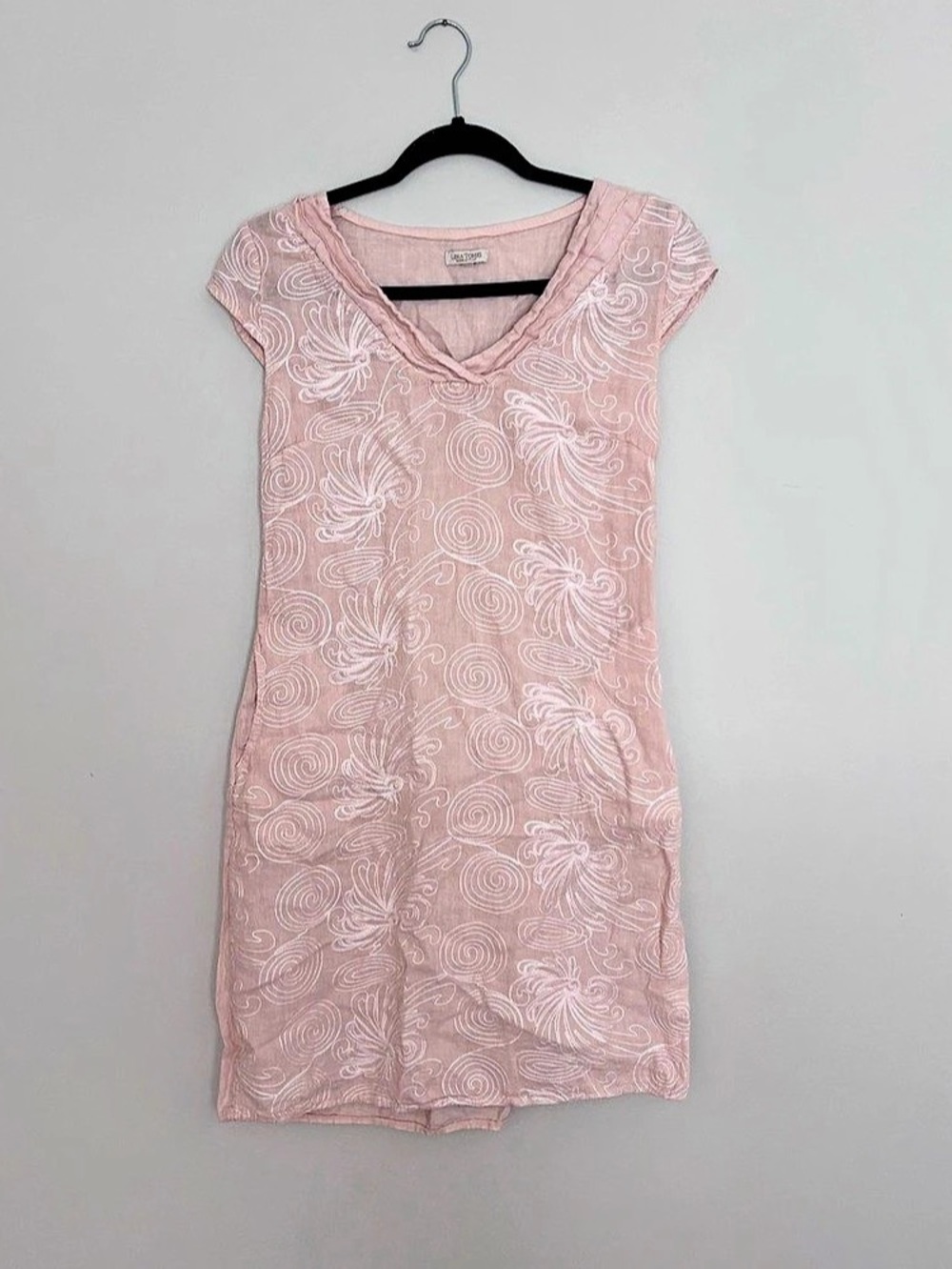 Lina Tomei Abstract Mini Dress in Pink Size Small